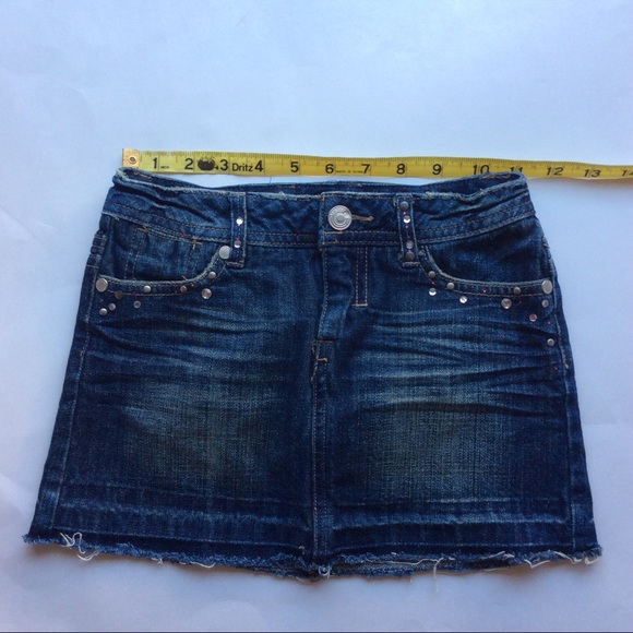 Limited too Girls Micro Mini Cut Off Blue Jean Skirt (skort) w/ Shorts Sz7 - Picture 4 of 9